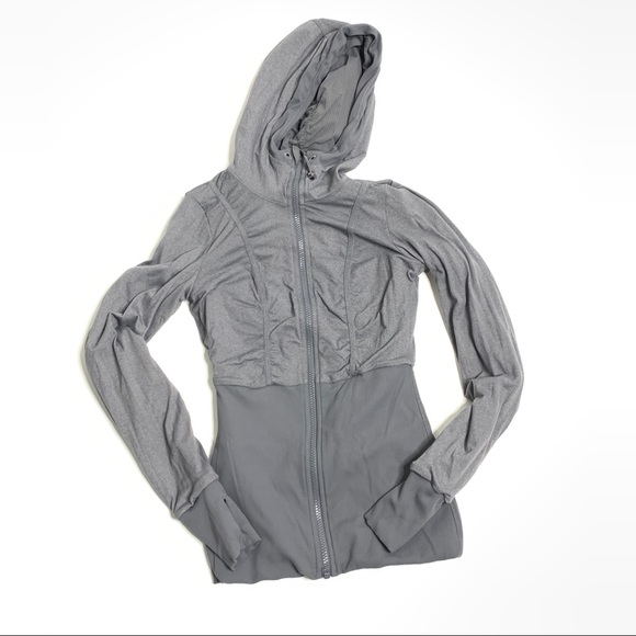 Lululemon Reversible Dance Studio Jacket Blurred Grey Zip Up Hooded Thumbholes 4 - Picture 13 of 16